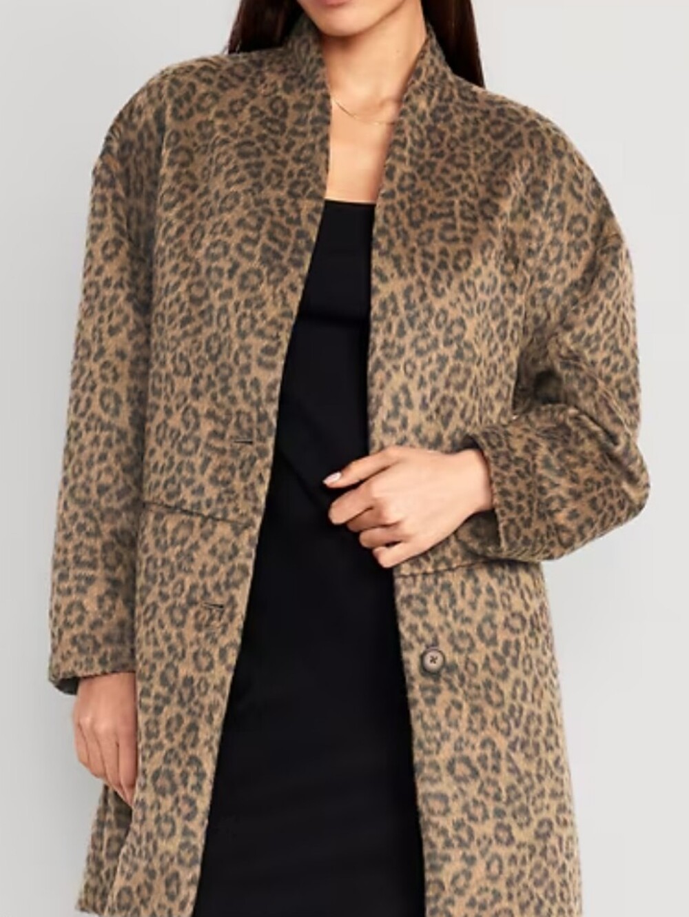 NWT Old Navy Long Line Cardigan Coat Brown Leopard Size S Tall
